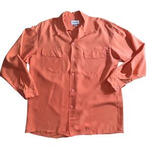 Votre Nom Paris 100% Silk Orange Blouse Size S Oversize Long Sleeve Women's